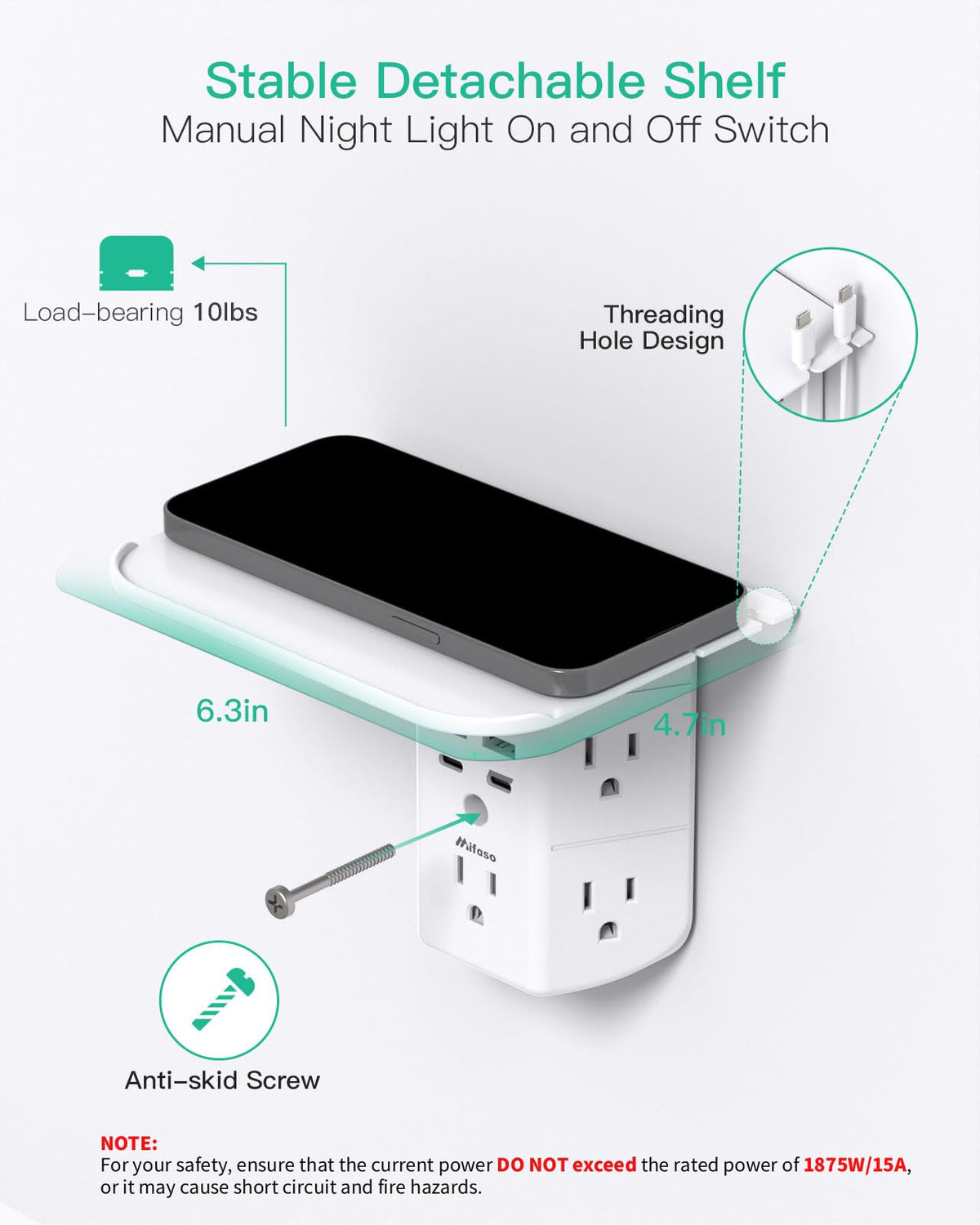 Mifaso 1800 Joule surge protector shields electronics from spikes and overloads