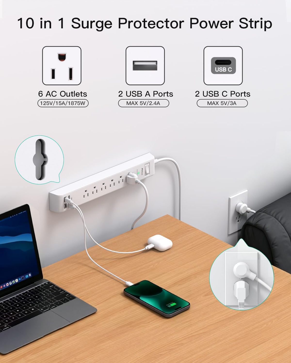 Mifaso closeup of USB-A and USB-C ports enabling faster device charging benefit