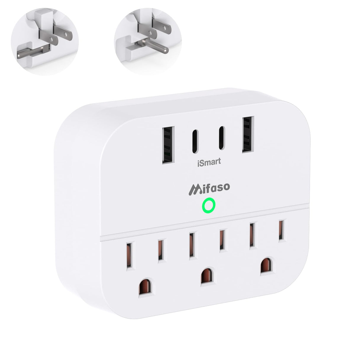 Mifaso cruise power strip with foldable plug enables compact travel setup