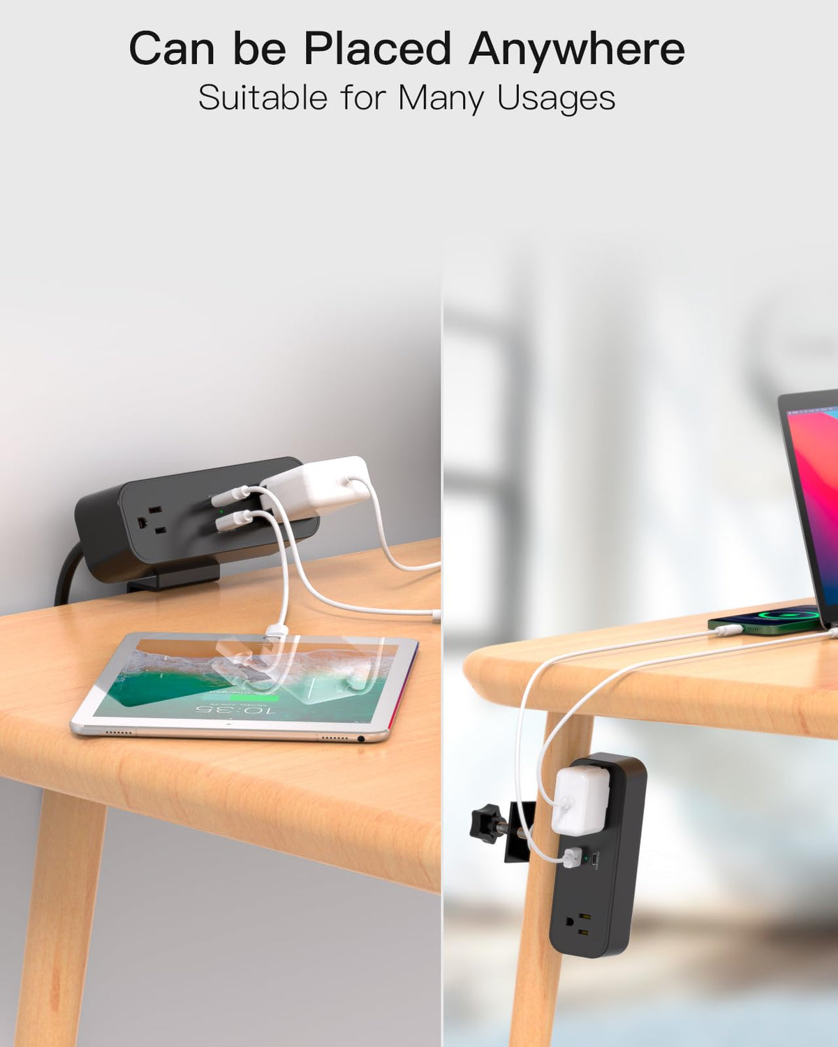 Mifaso desk clamp installation demonstrates tool-free mounting on a desk.
