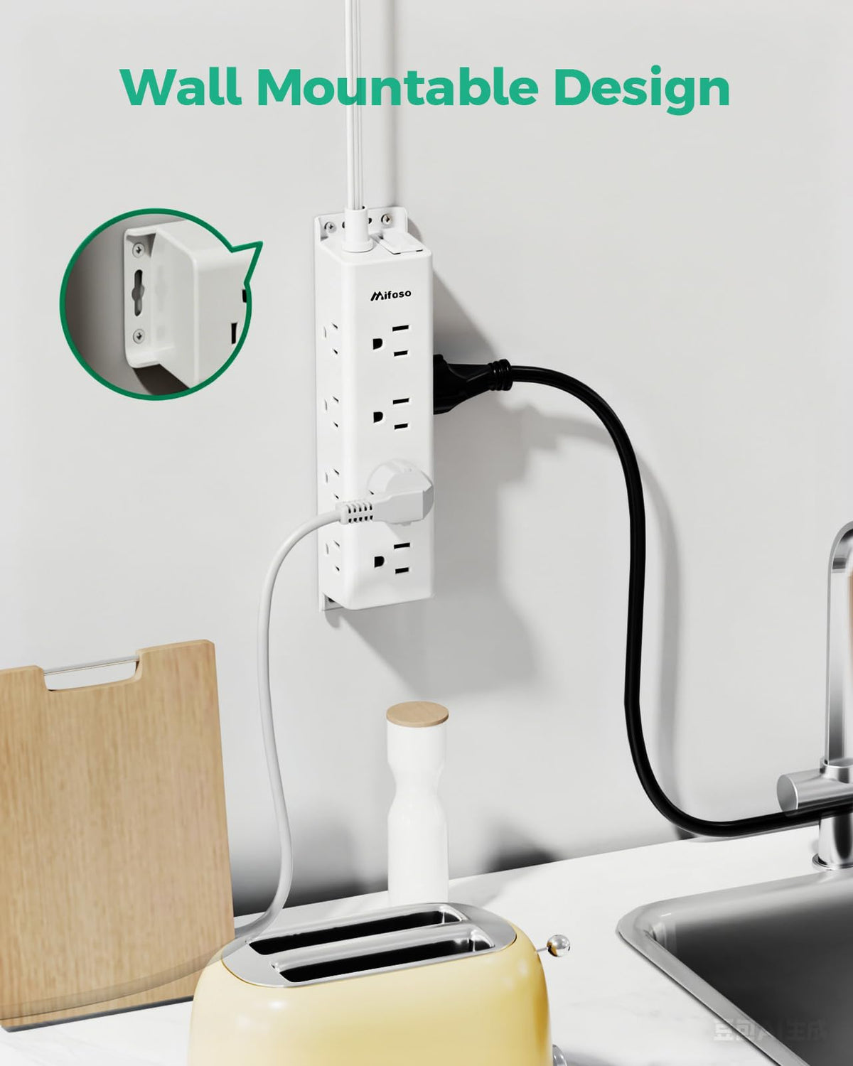 Mifaso flat plug 45-degree design saves space near walls.