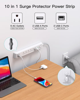 Mifaso 45° flat plug angled for furniture, keeps outlets flush to wall