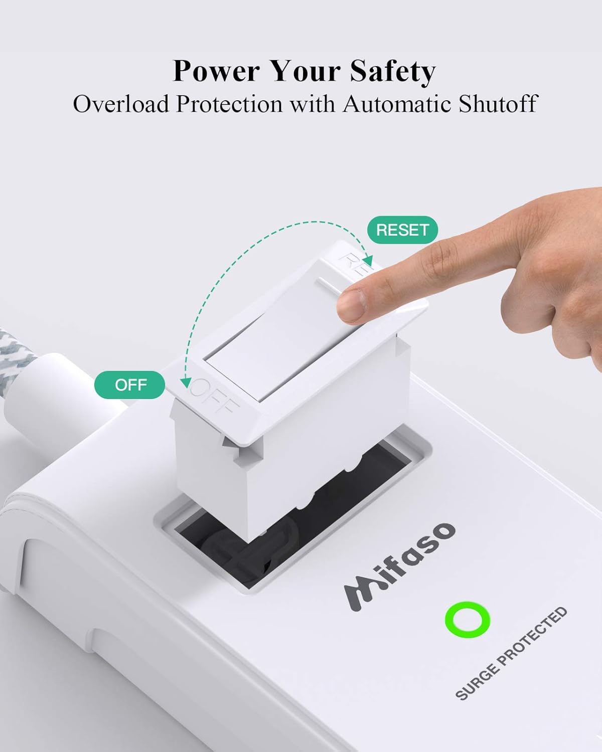 Mifaso 45-degree flat plug angle, fits behind furniture to save space