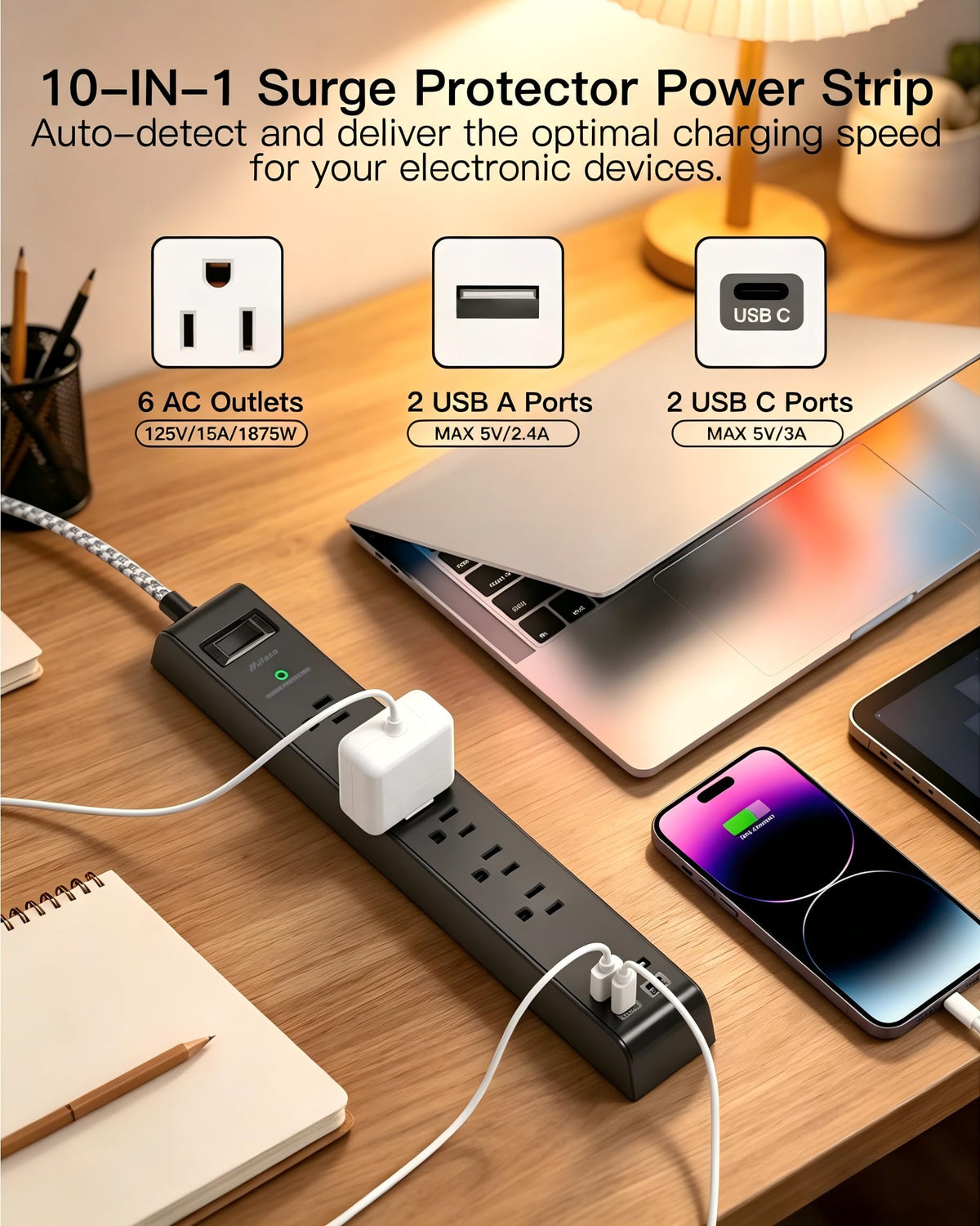 Mifaso close-up of 45° flat plug fitting behind furniture for space saving