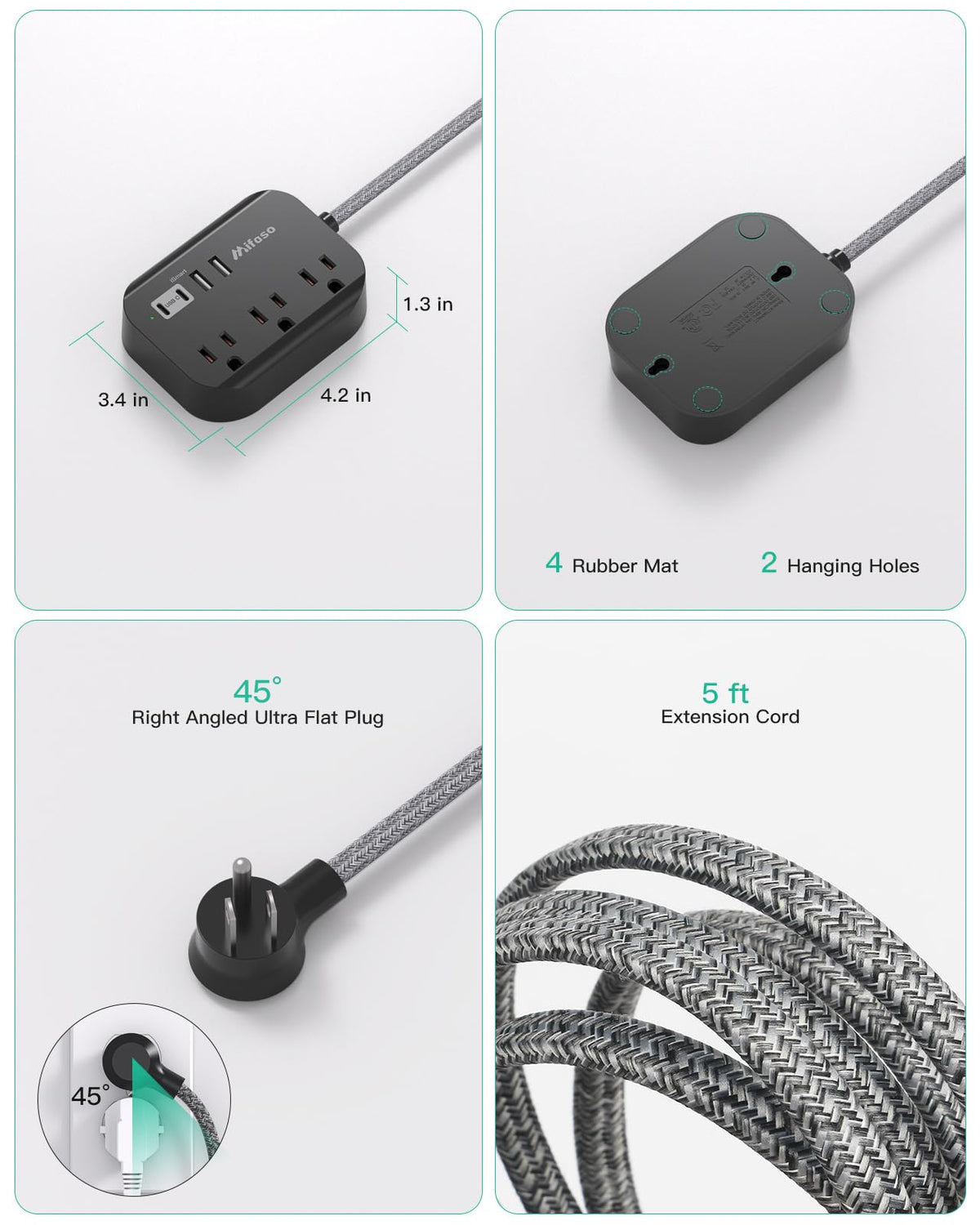 Mifaso four rubber feet prevent slipping during use.
