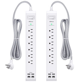 Mifaso front view showing six outlets and four USB ports, tidy power solution