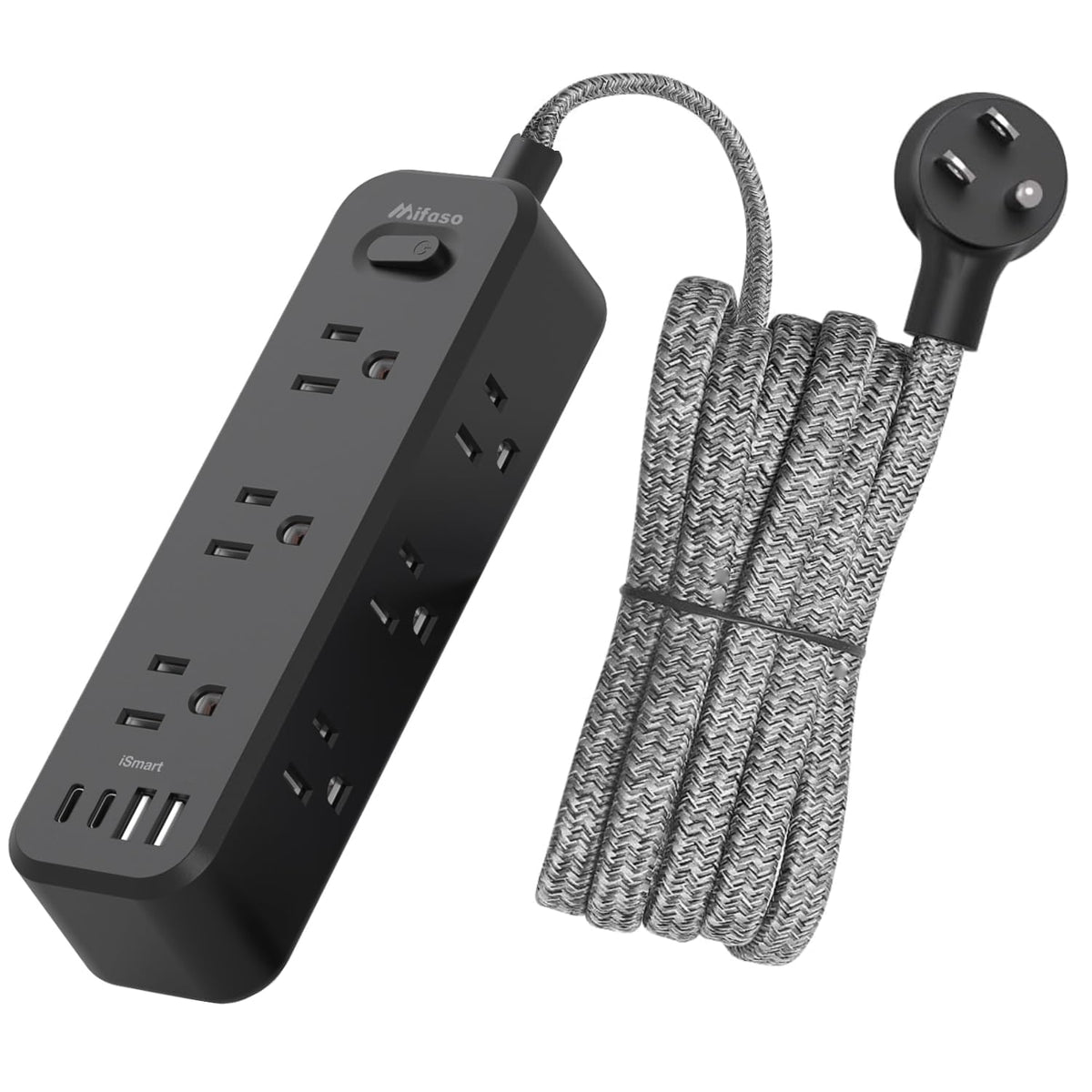 Mifaso front view showing nine outlets and four USB ports for versatile charging