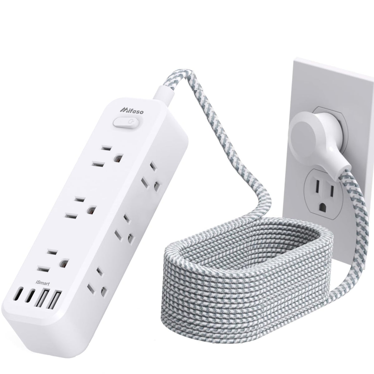 Mifaso front view showing nine outlets and four USB ports for versatile charging