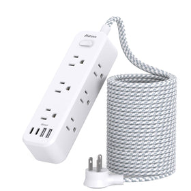 Mifaso front view of power strip showing all outlets and USB ports for organized charging