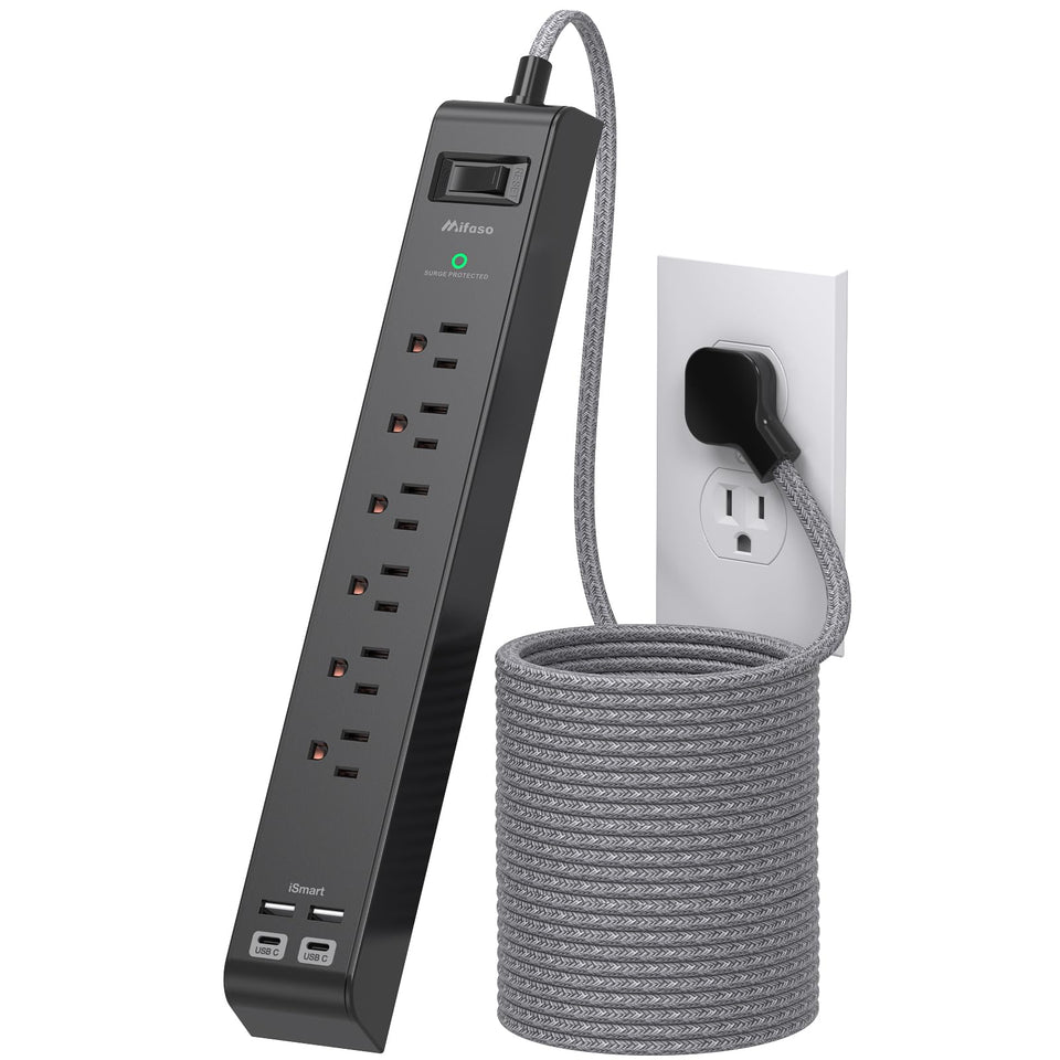 Mifaso front view showing six outlets and four USB ports for versatile charging