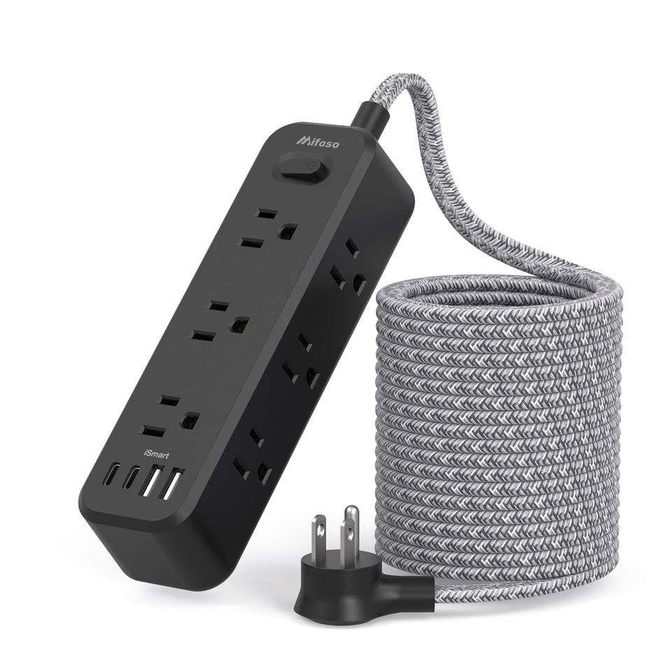 Mifaso front view showing nine outlets and four USB ports, organized for convenient charging