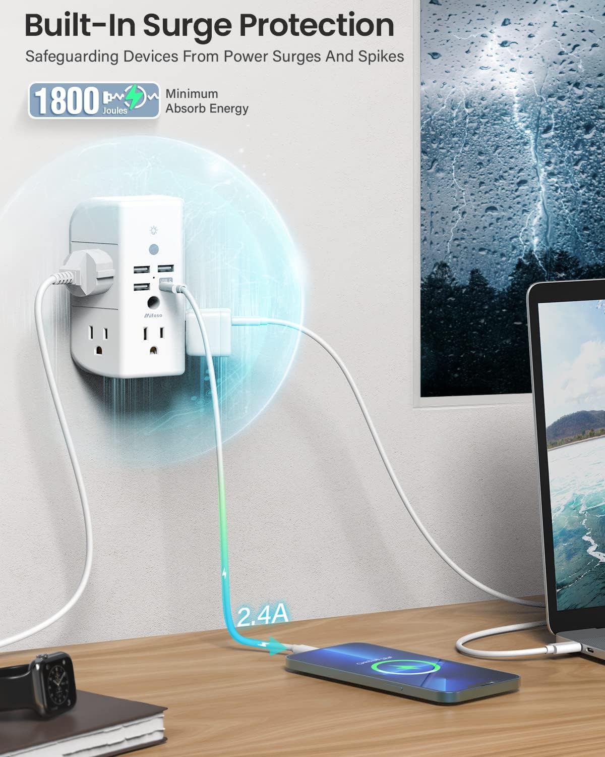 Mifaso LED night light offers soft illumination for late-night navigation.