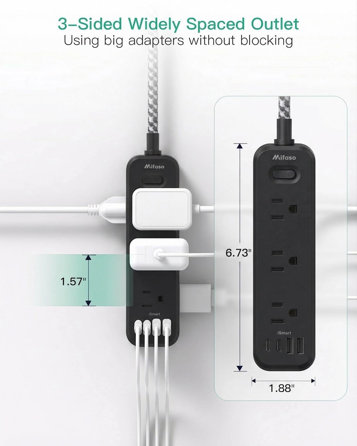Mifaso mounted under desk organizing cables and keeping floor clear