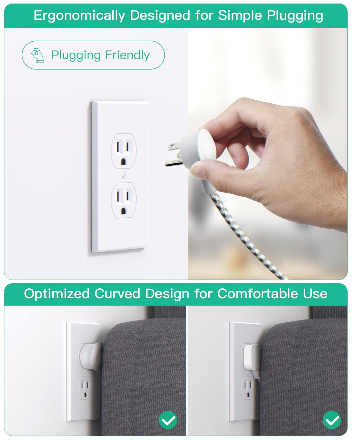 Mifaso power strip rests with non-slip rubber feet on a desk.