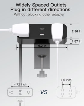 Mifaso outlets spaced for bulky adapters and easy access.