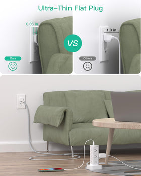 Mifaso power strip USB ports enable smart charging for faster device power.