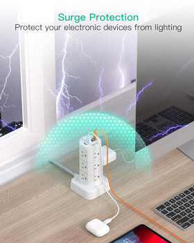 Mifaso power strip tower vertical design saves desk space.