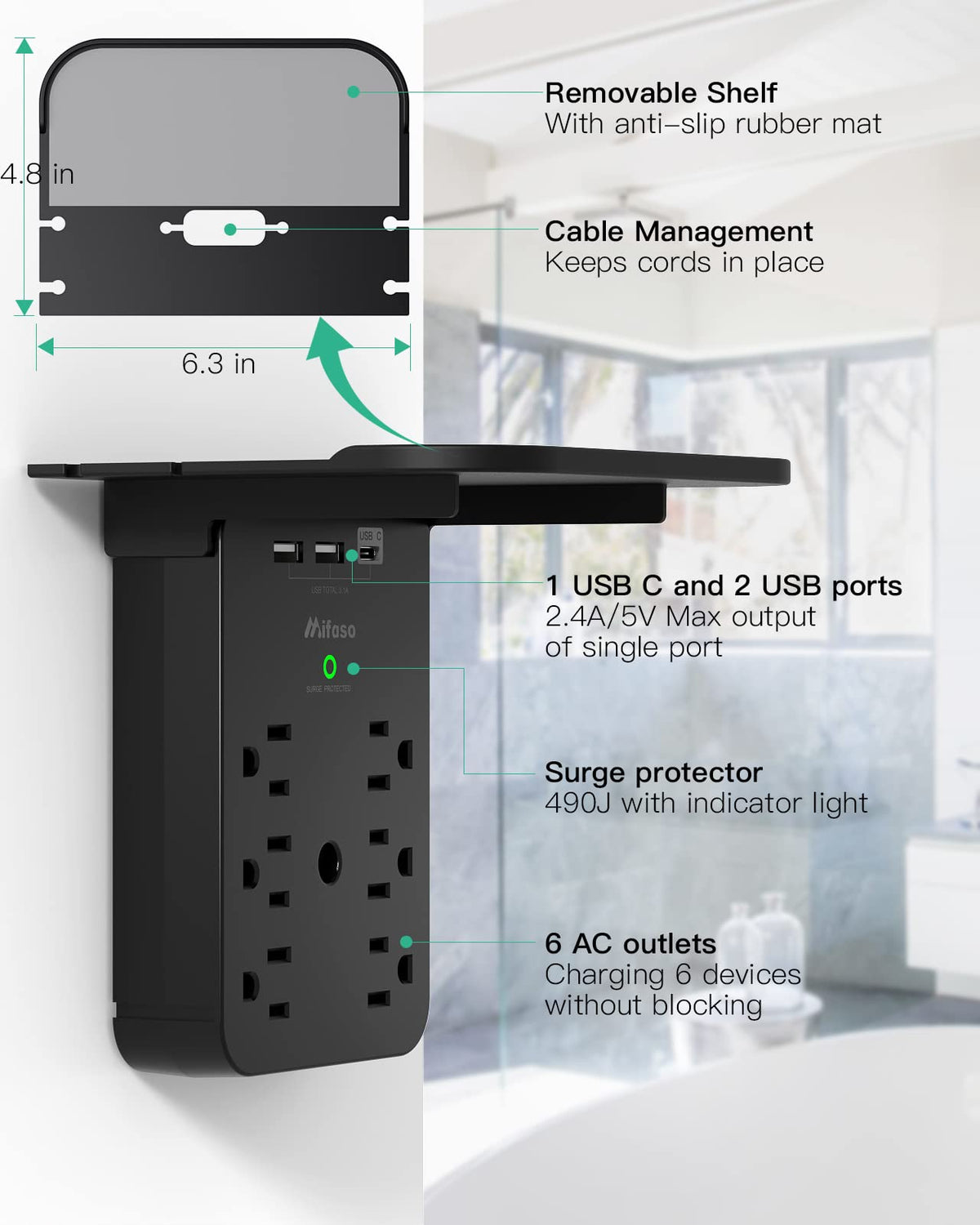 Mifaso smart USB charging ports deliver fast power to phones and tablets