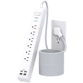 Mifaso surge protector 10-in-1 with six outlets for organized power and USB charging