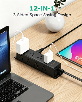 Mifaso 3-side design keeps outlets spread apart for large adapters.