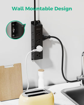 Mifaso flat plug and 45-degree angle prevent blocking power cords.