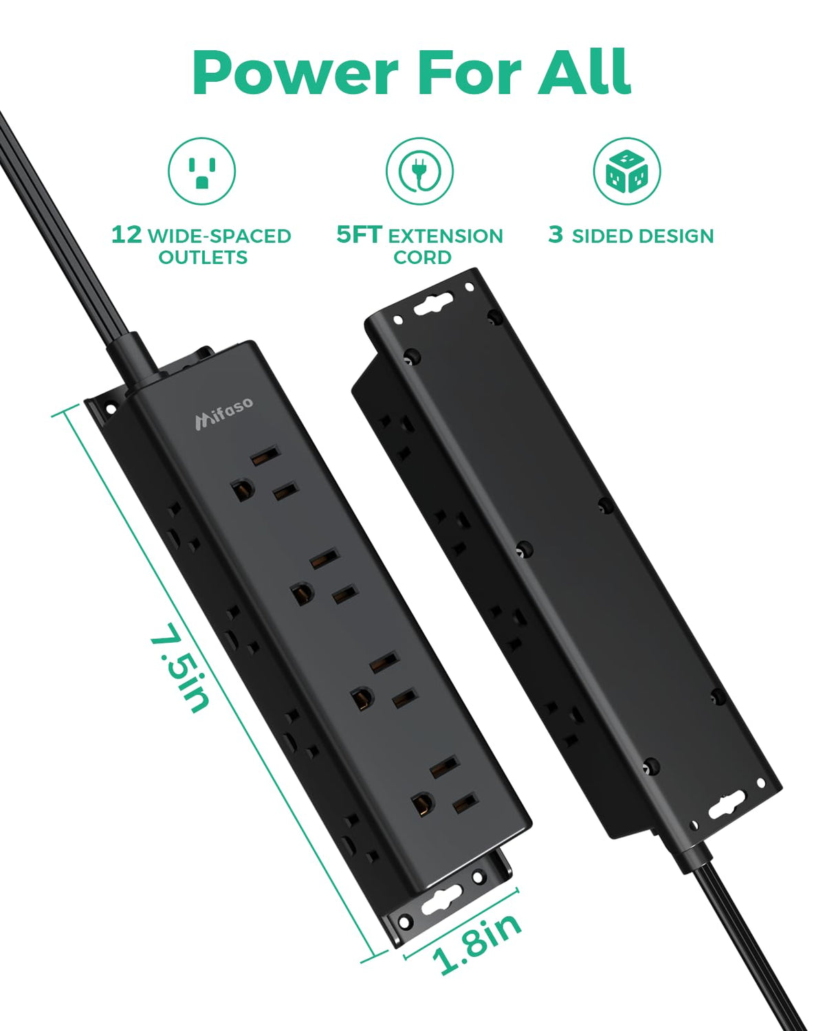 Mifaso mounting holes enable easy wall or desk mounting.