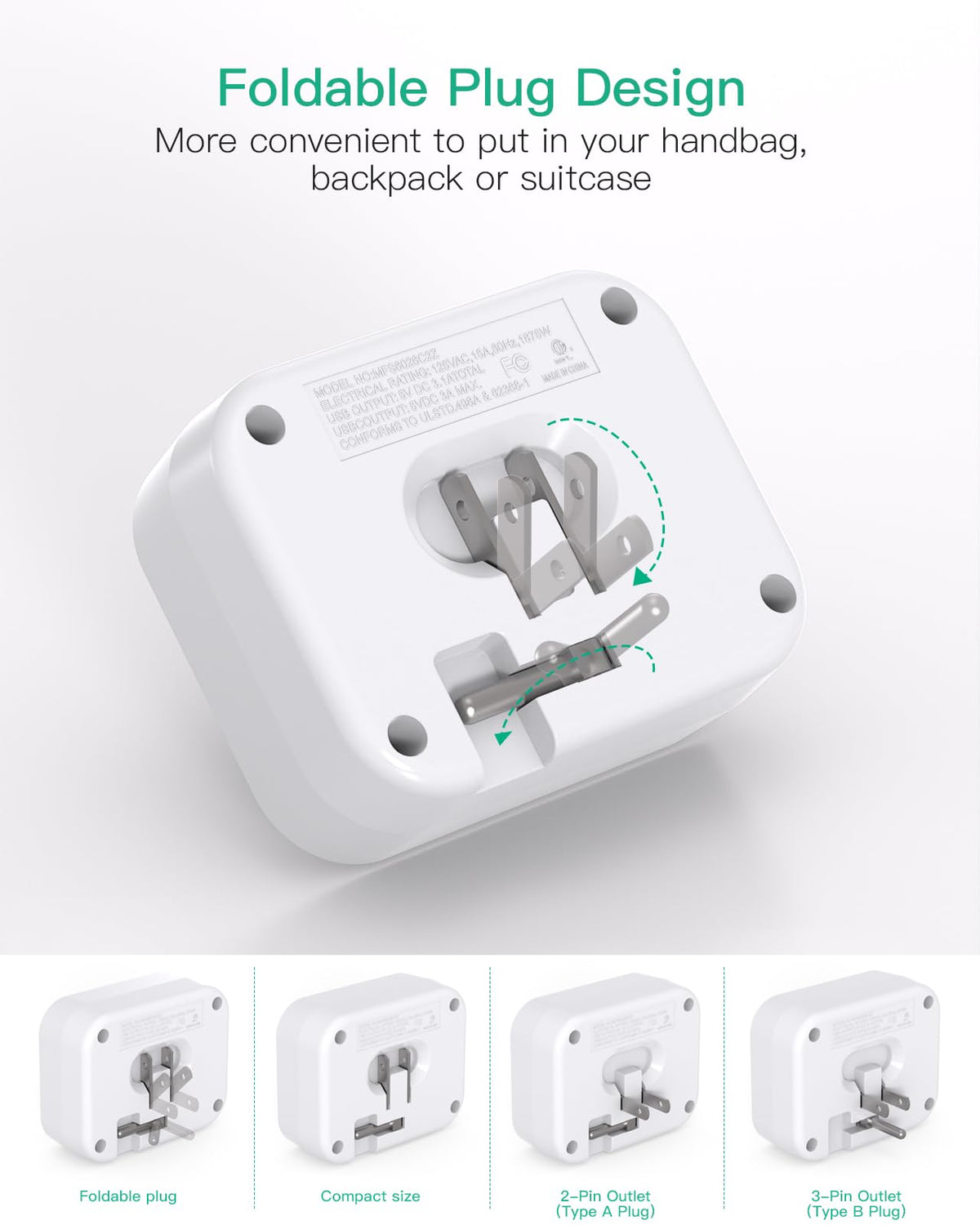 Mifaso travel power strip with USB-C charges multiple devices efficiently