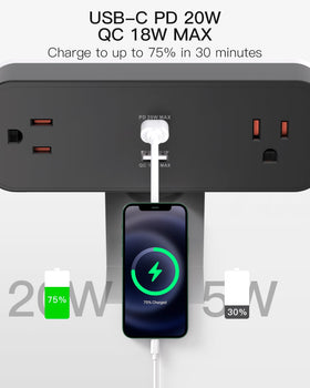 Mifaso USB-A QC 18W port powers devices quickly on the go.