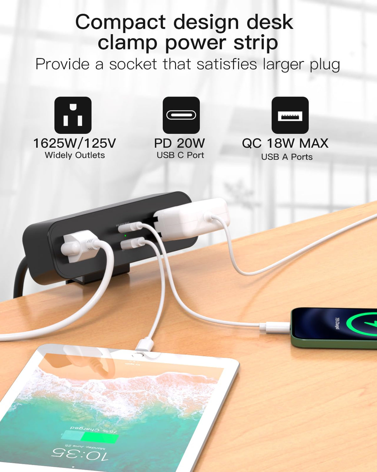Mifaso USB-C PD 20W port enables fast charging for phones and tablets.