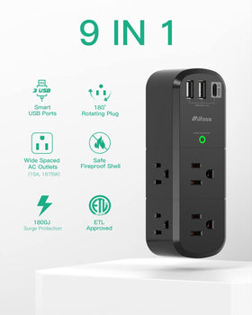 Mifaso ETL-certified outlet extender with fire-resistant shell.