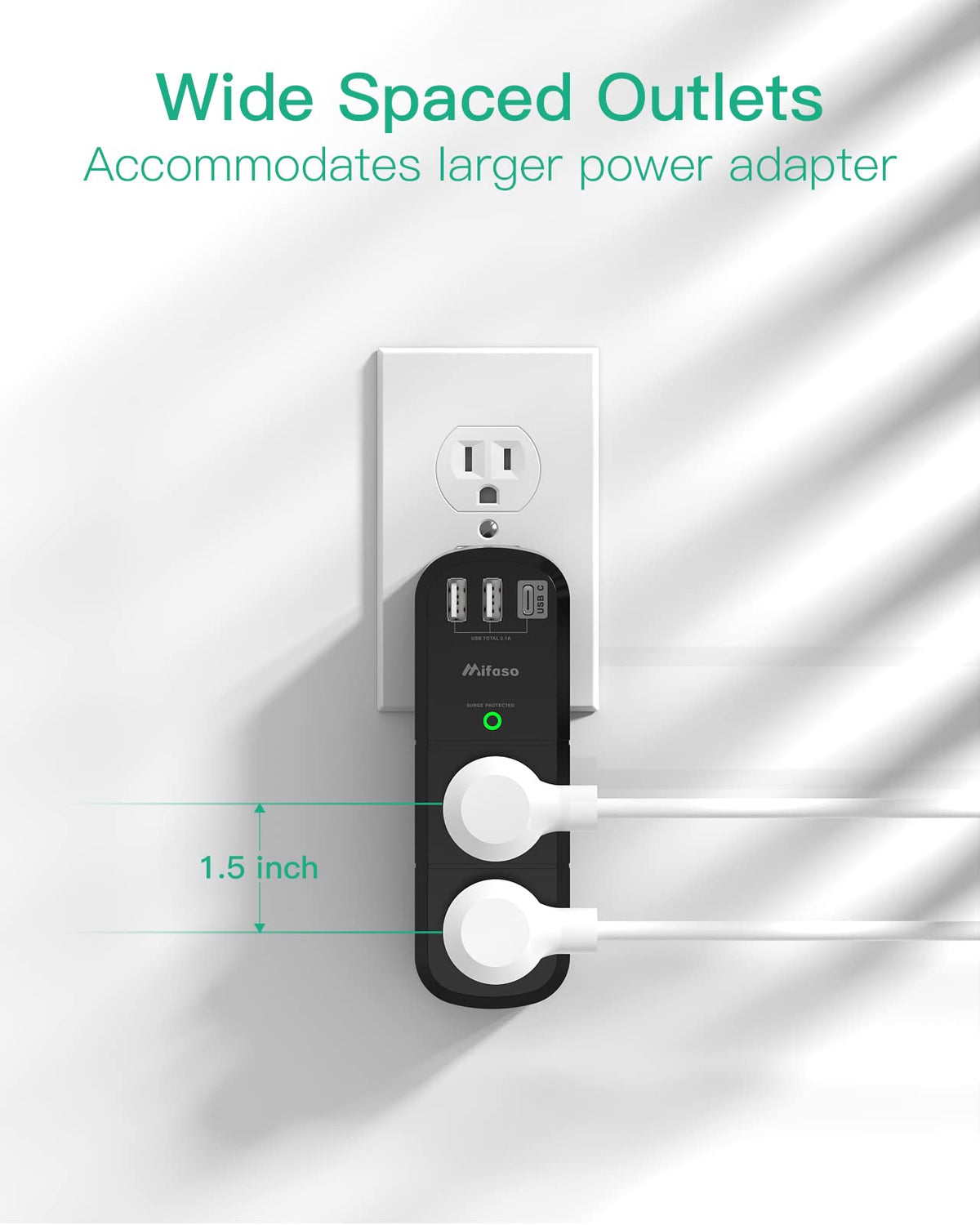 Mifaso surge protector with 1800 joules and rapid protection.