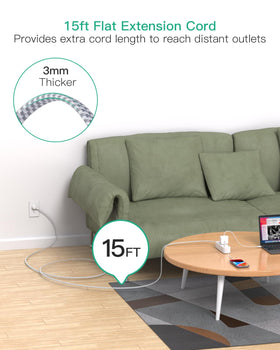 Mifaso power strip with four USB ports enables fast charging for devices.