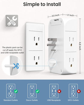 Mifaso wall-mount charger design keeps outlets organized and accessible.
