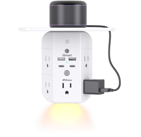 Mifaso wall outlet extender 9-in-1 with shelf keeps devices organized and charging neatly