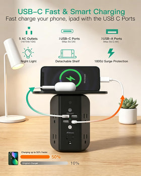 Mifaso night light glows softly for late-night charging near your bed