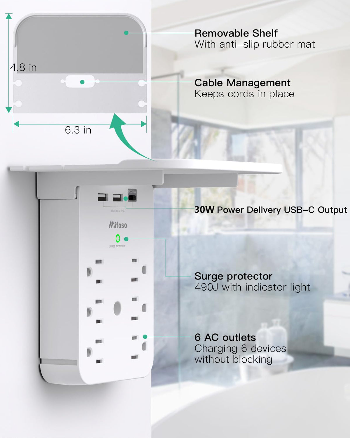 Mifaso removable shelf keeps grooming tools within reach while charging.