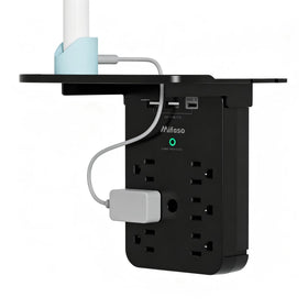 Mifaso wall outlet extender with shelf beside bed for charging multiple devices