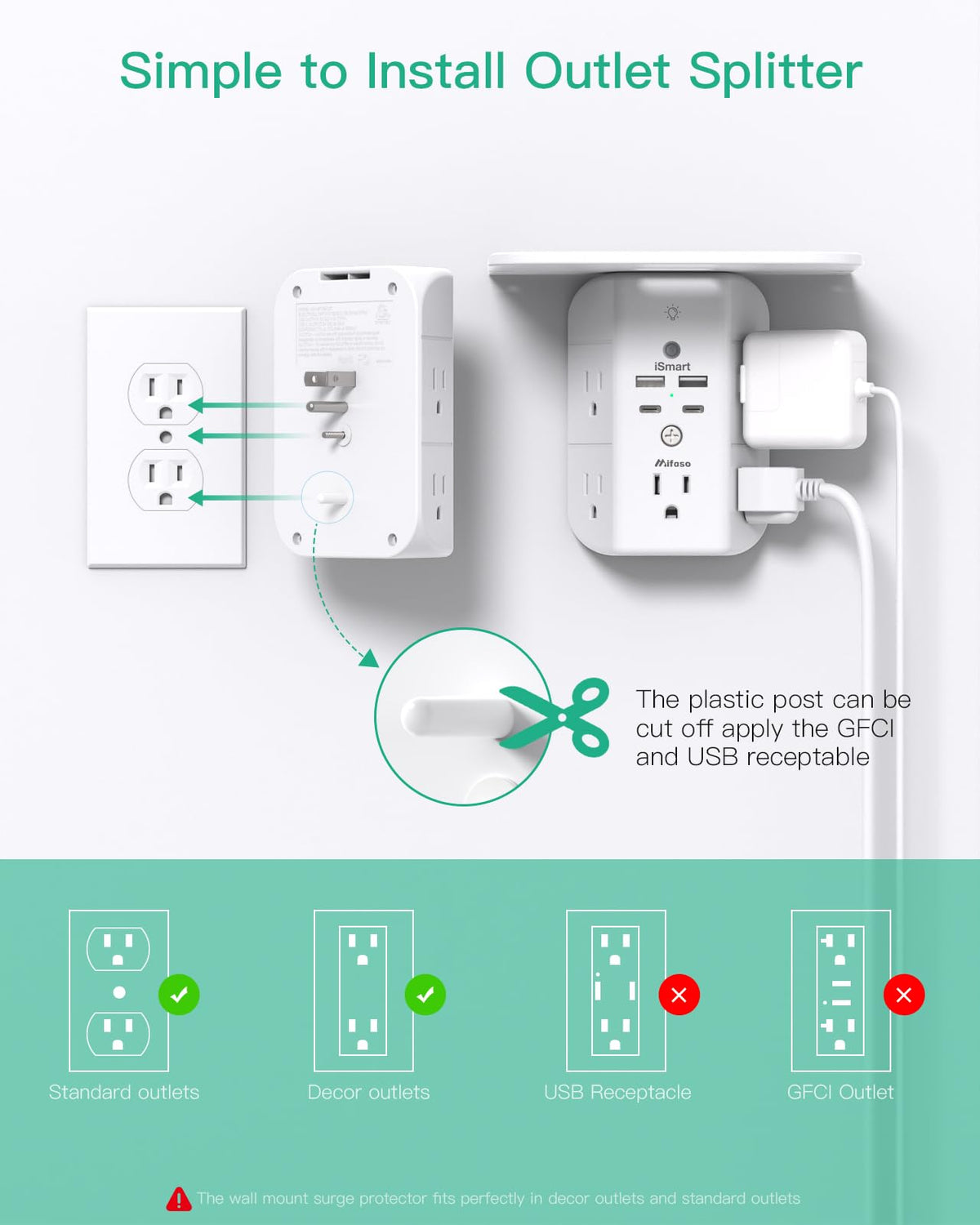 Mifaso wide removable shelf elevates devices for easy charging and access