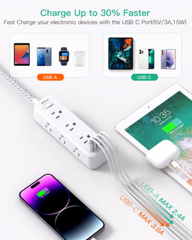 Mifaso wide-spaced three-sided outlets detail accommodating large power bricks easily