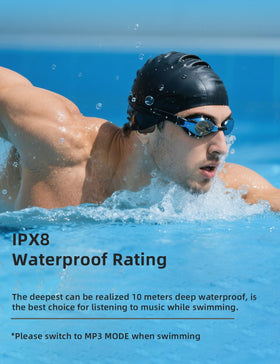 MiFE Fresh Music bone conduction underwater headphones with water-resistant design for laps.