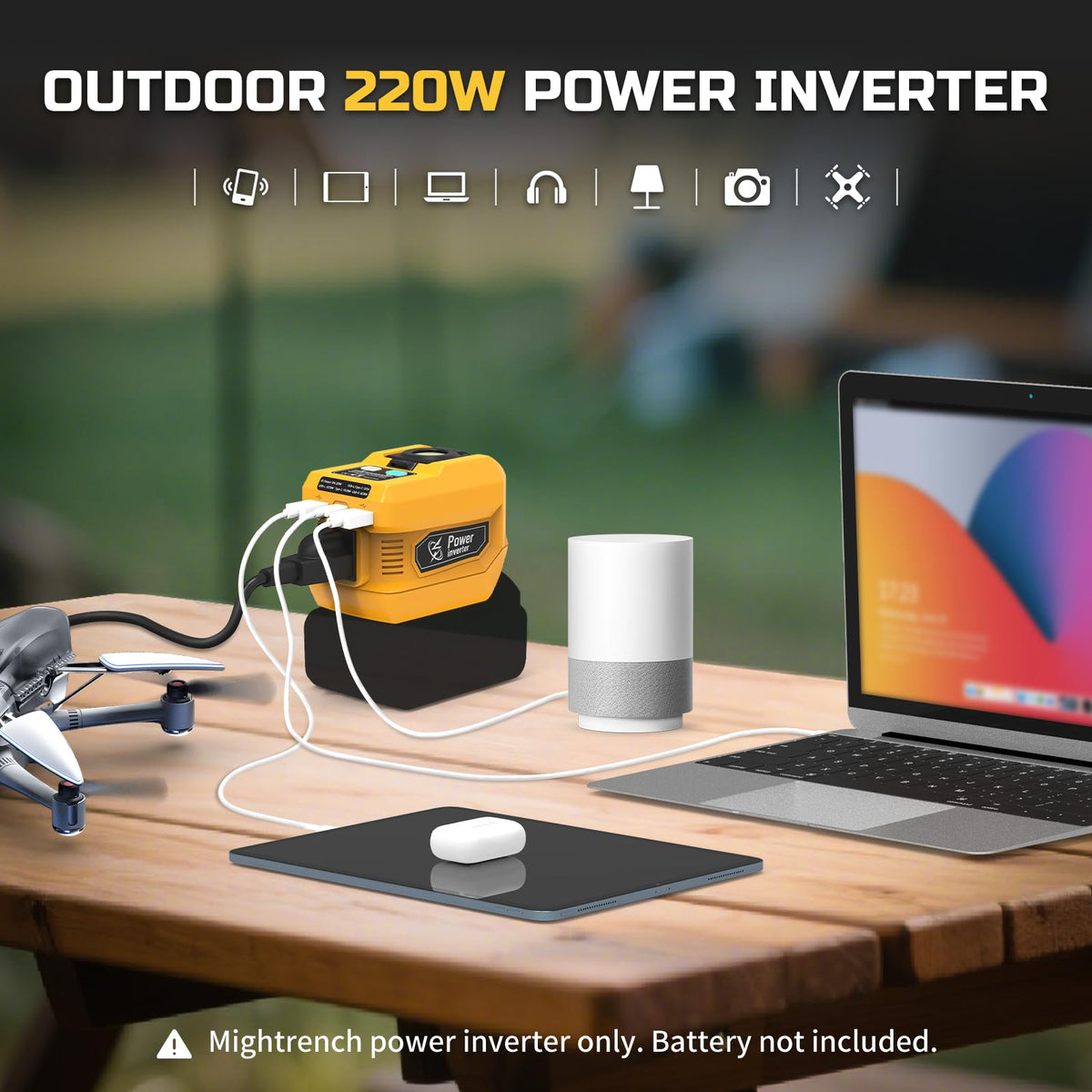 Mightrench PD 30W Type-C port supports quick device charging outdoors