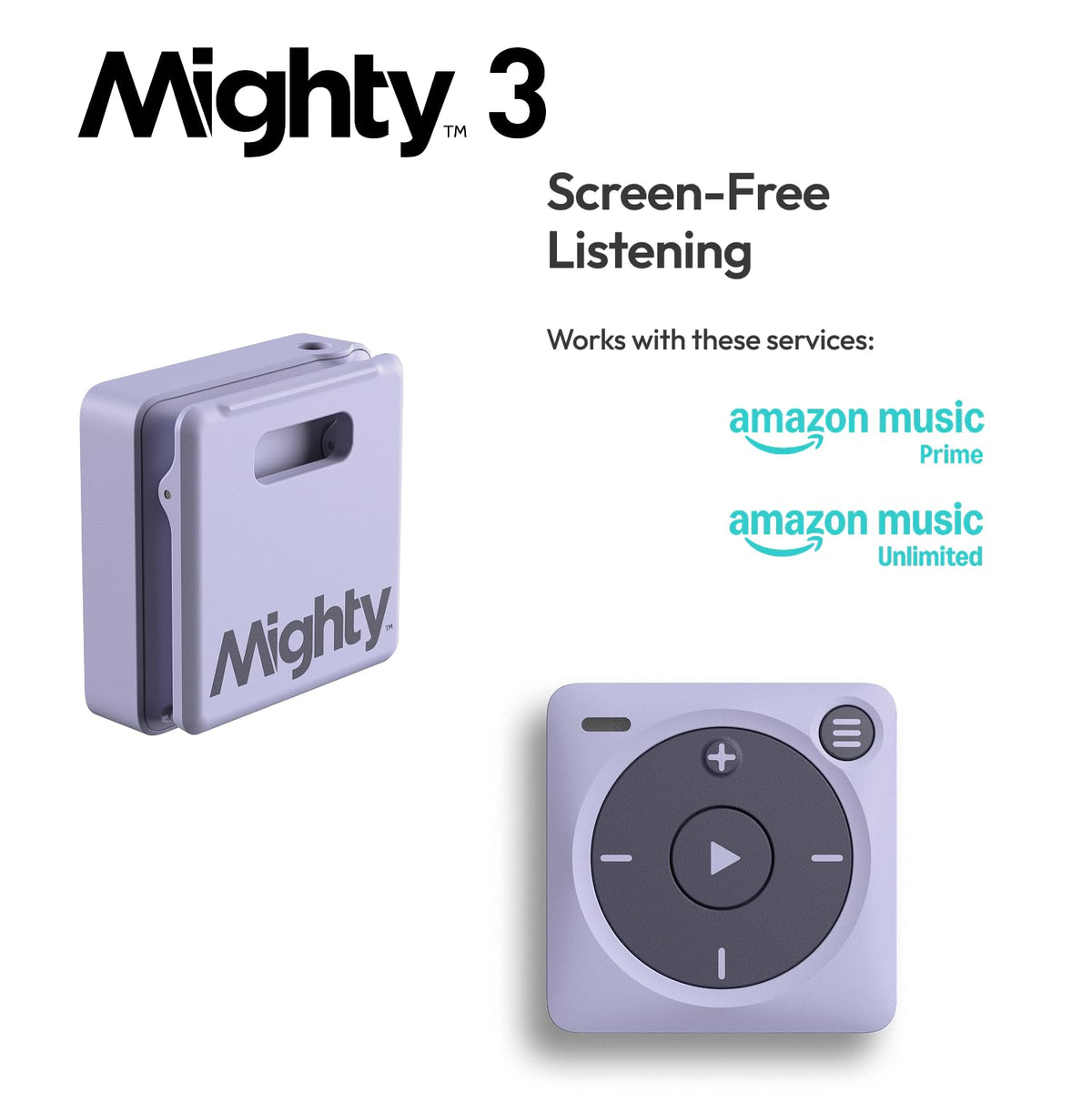 Mighty 3 battery life lavender; 8+ hours of continuous playback