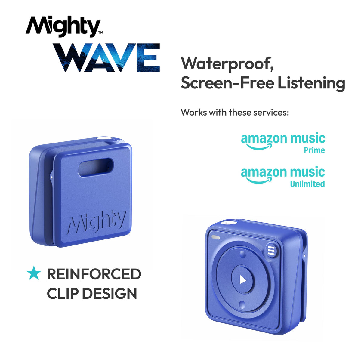 Mighty Wave waterproof wired headphones included for seamless swimming