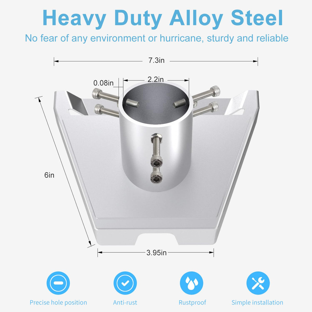 Migkin Gen3 pole mount for 2.2 inch diameter; versatile installation.