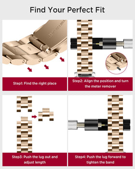 Miimall disassembly tool and spare links, quick adjustment for perfect fit
