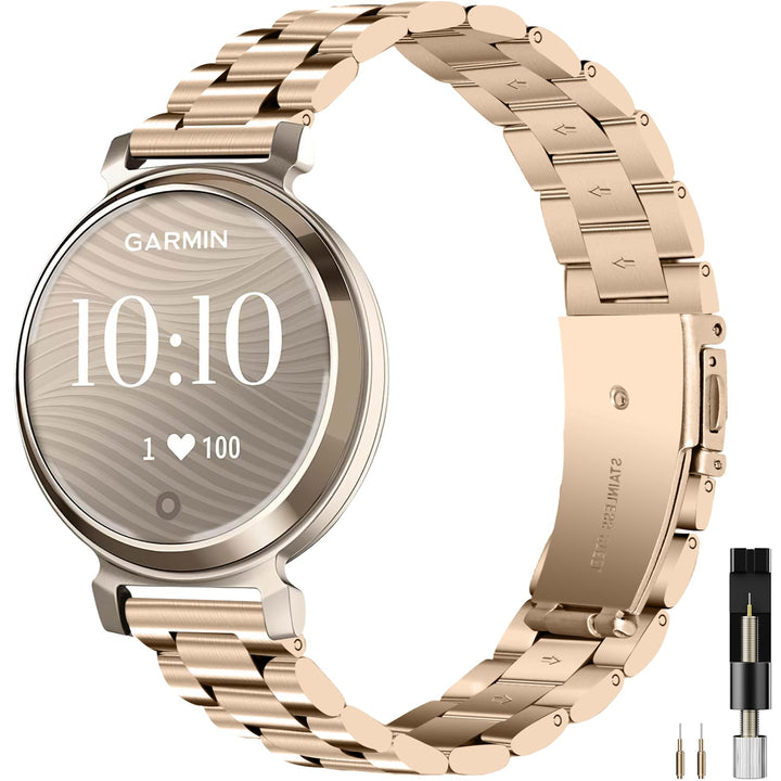 Miimall front view of band on Garmin Lily 2, elegant upgrade for daily wear