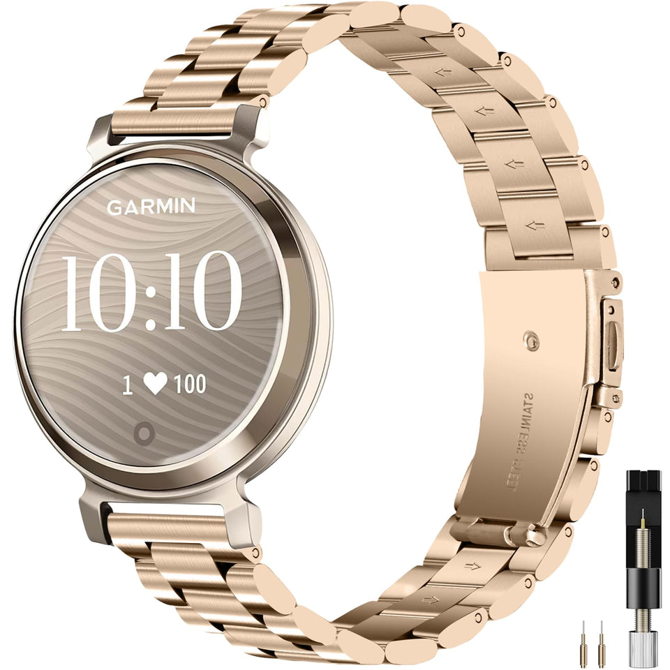 Miimall front view of band on Garmin Lily 2, elegant upgrade for daily wear