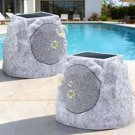 MIKK Outdoor Rock Speaker solar charging in sunlight for energy saving
