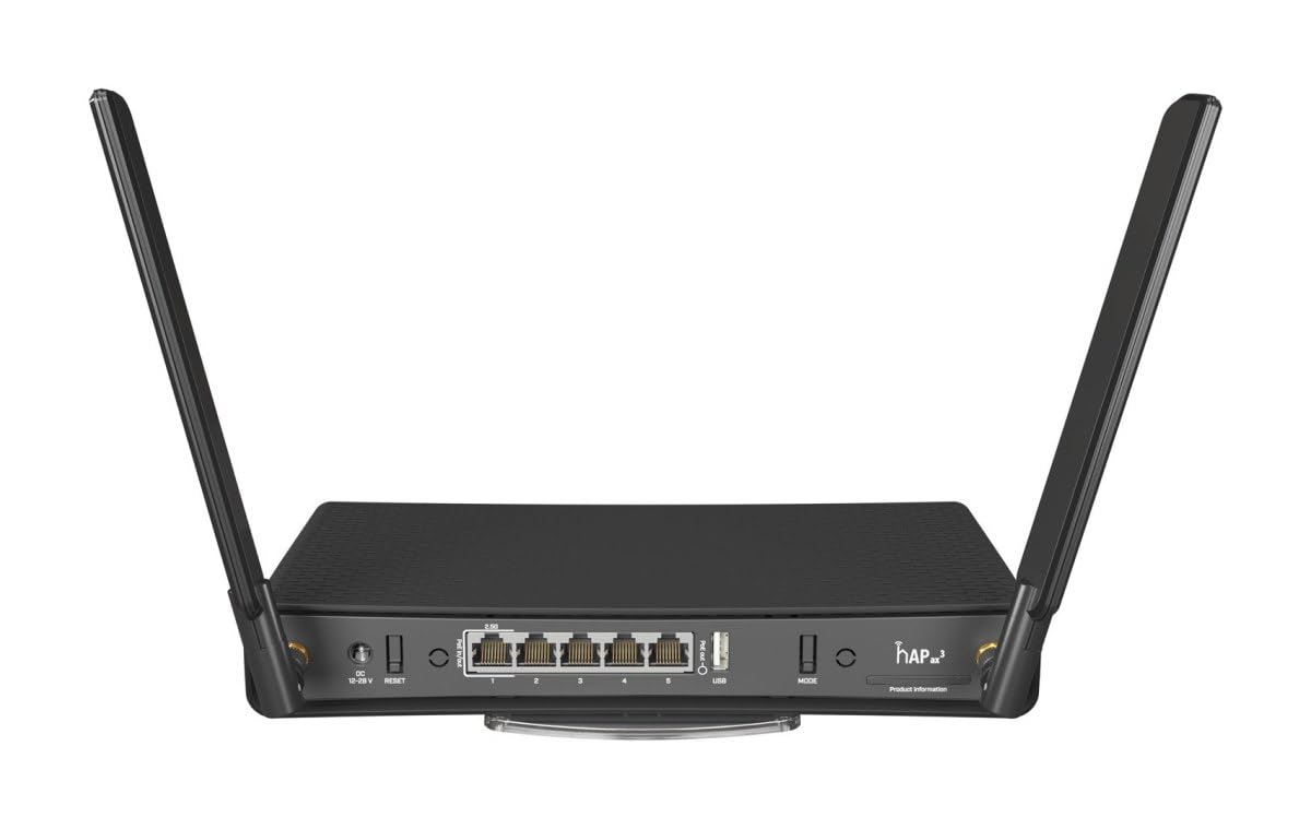 MikroTik C53UiG+5HPaxD2HPaxD rear ports illustrate USB and network connections