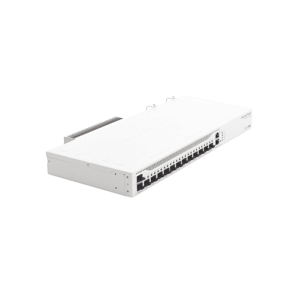 MikroTik CCR2004-1G-12S+2XS dimensions image provides scale reference in racks.